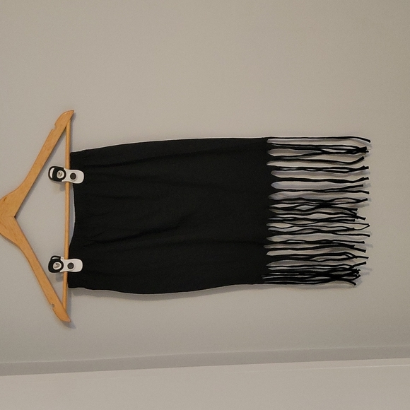JOYPEACE~ Skirt with Fringe, Black, S - Picture 2 of 7